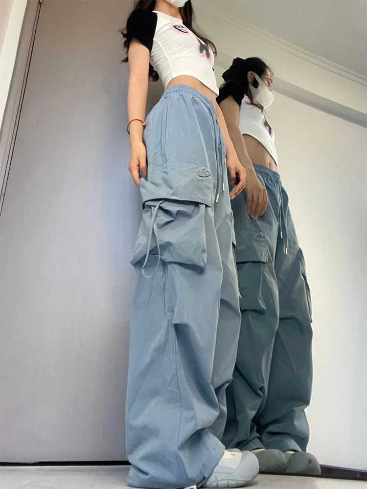 Women’s Y2K Cargo Pants – High & Low Waist Baggy Streetwear