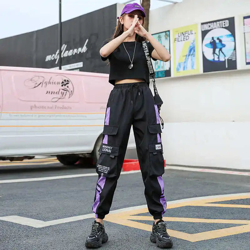 Women's Black Cargo Joggers – Casual Streetwear & Dance Pants