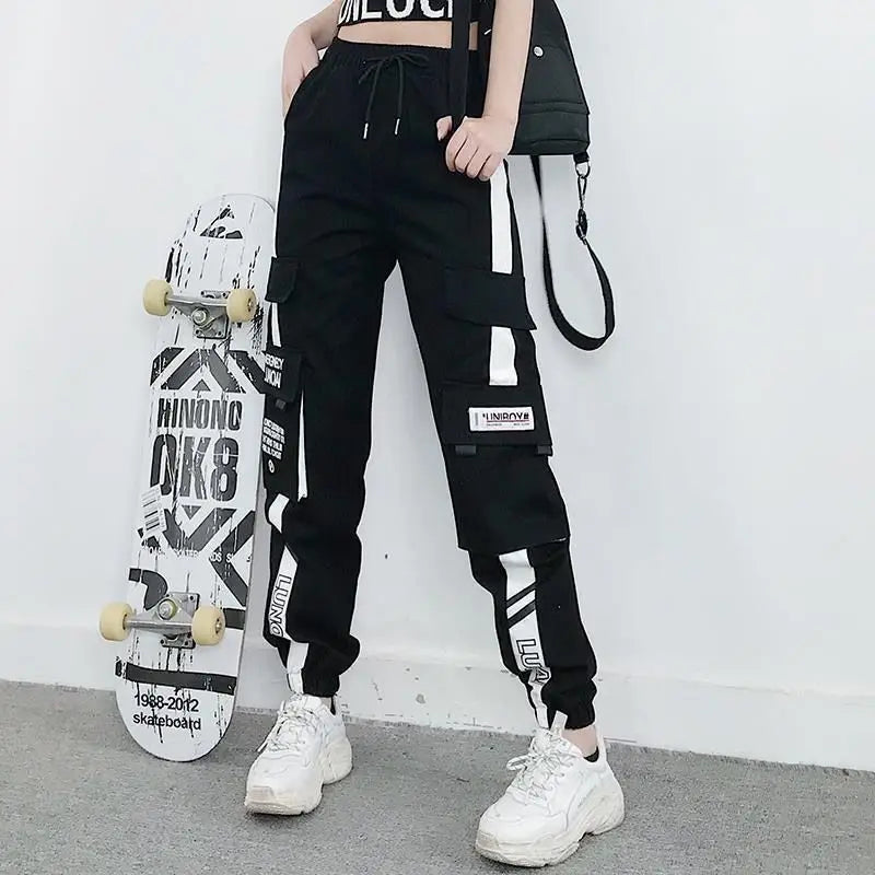 Women's Black Cargo Joggers – Casual Streetwear & Dance Pants