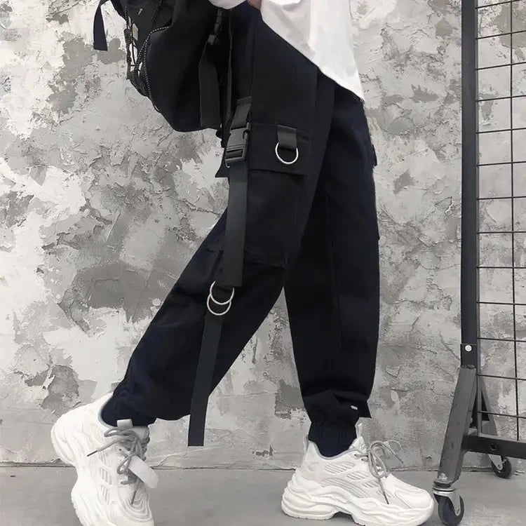 Women's Black Slim Legged Cargo Pants – High-Waist Streetwear Style