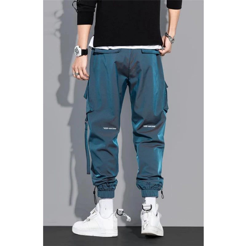 Slim Fit Multi-Pocket Cargo Joggers with Ribbon Detail