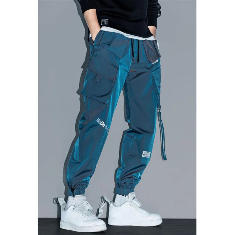 Slim Fit Multi-Pocket Cargo Joggers with Ribbon Detail