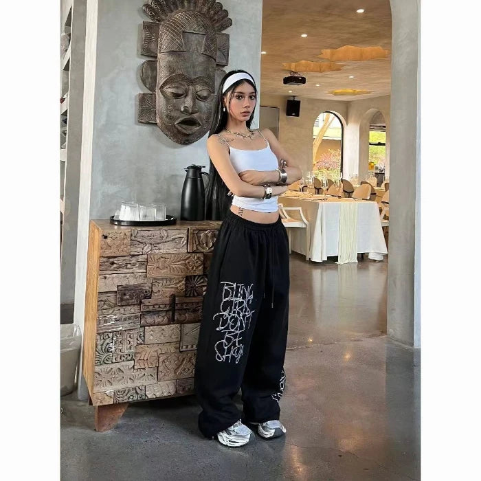 Hip-hop Trendy Wide Leg Women's Pants – High Waist Street Style