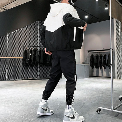 Men’s 2-Piece Tracksuit Set – Hooded Zip Jacket & Joggers for Training, Running, and Daily Wear