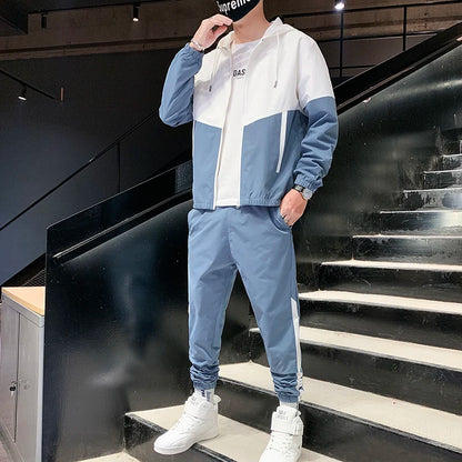 Men’s 2-Piece Tracksuit Set – Hooded Zip Jacket & Joggers for Training, Running, and Daily Wear