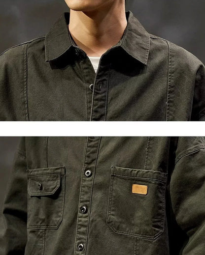 Men's Oversized Cotton Shirt – Classic Safari Style Utility Look