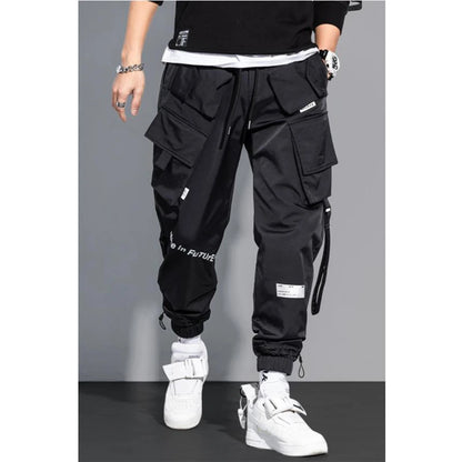 Slim Fit Multi-Pocket Cargo Joggers with Ribbon Detail