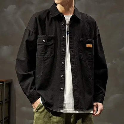 Men's Oversized Cotton Shirt – Classic Safari Style Utility Look