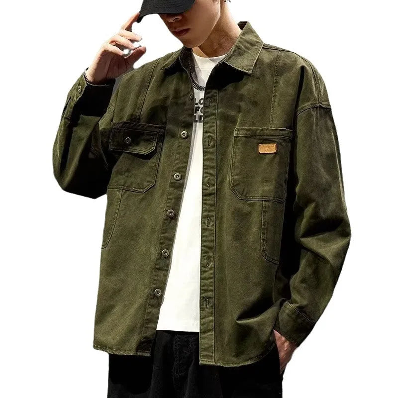 Men's Oversized Cotton Shirt – Classic Safari Style Utility Look