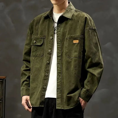 Men's Oversized Cotton Shirt – Classic Safari Style Utility Look